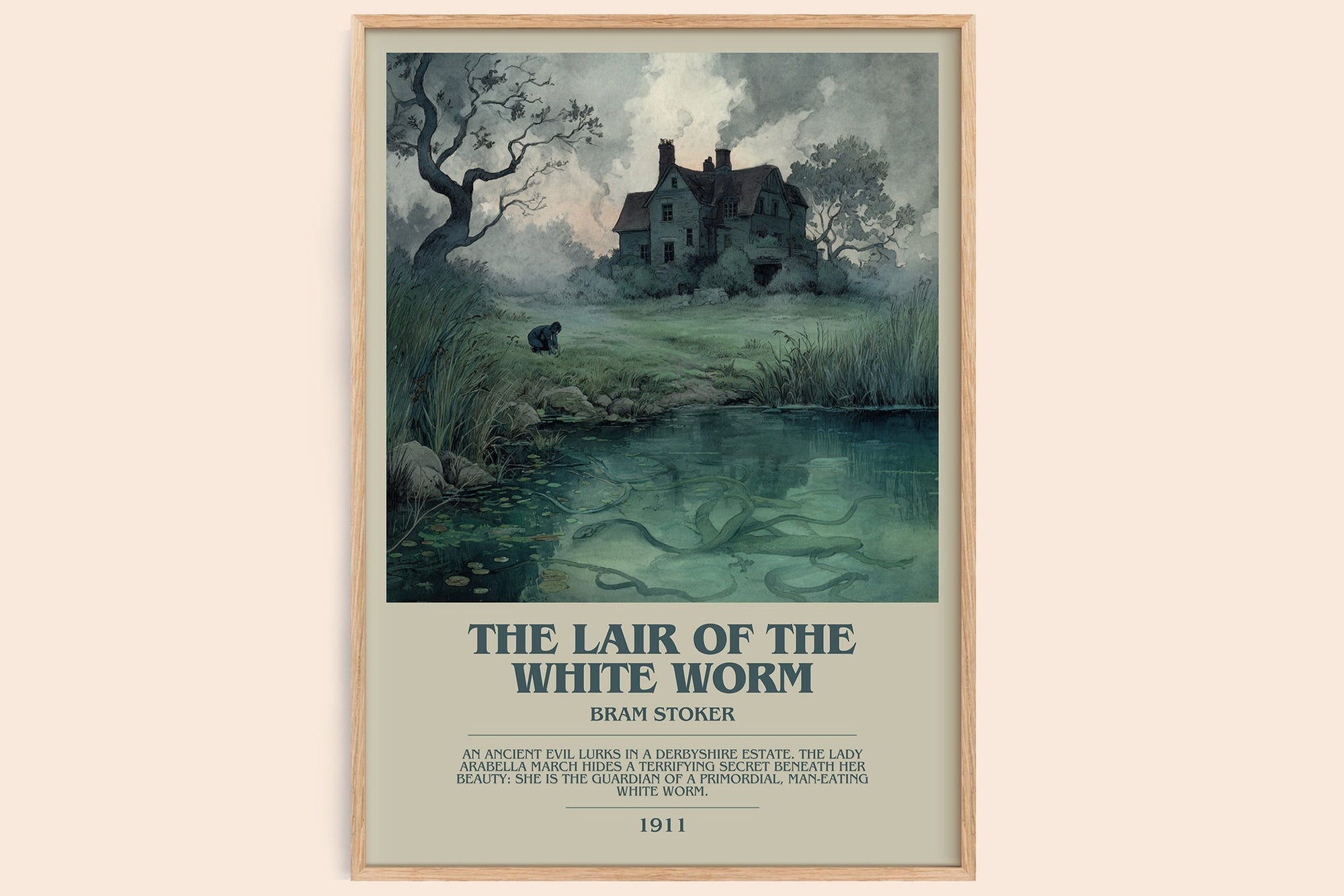 The Lair of the White Worm bookish book poster by Bram Stoker – framed literary art print