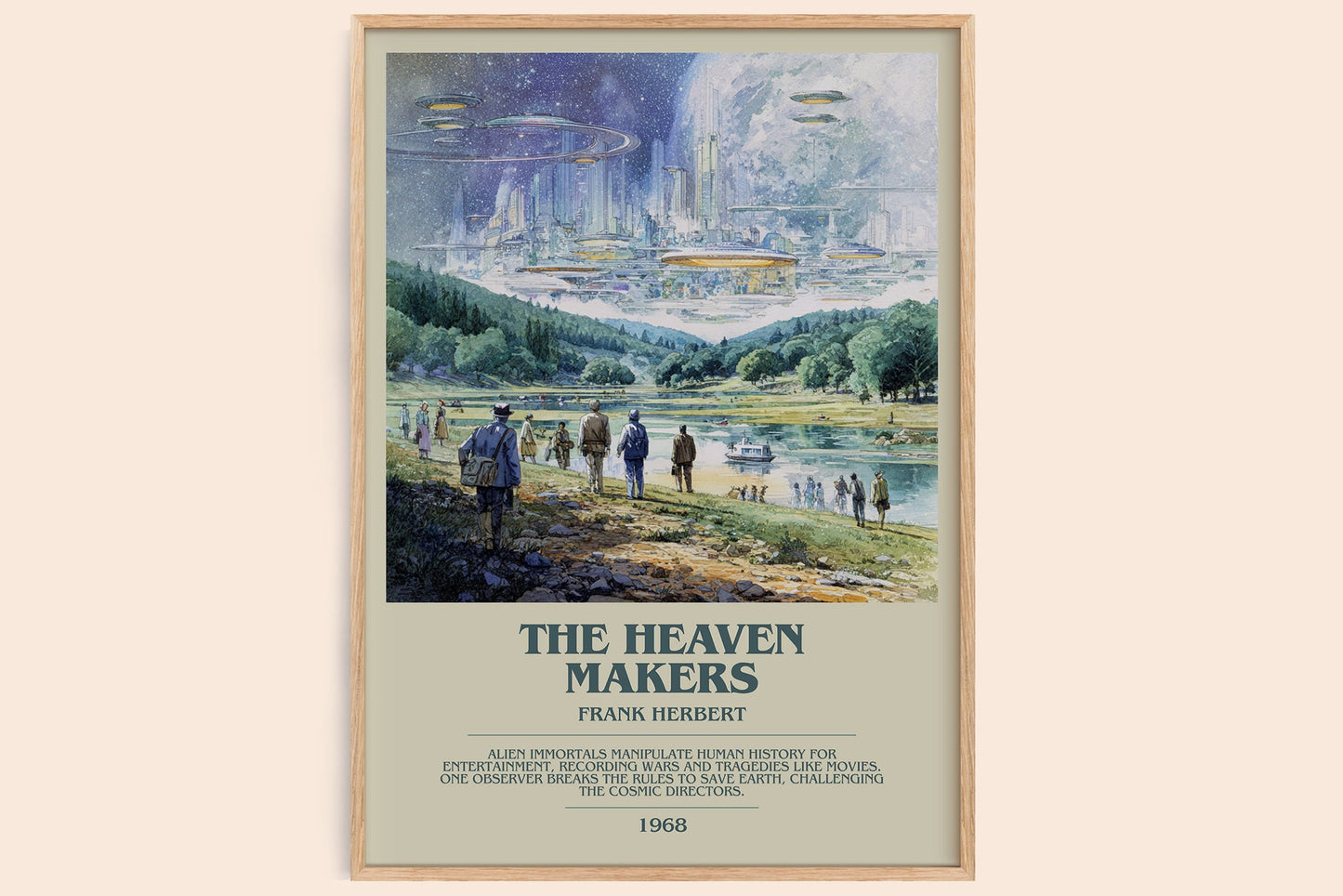 The Heaven Makers bookish book poster by Frank Herbert – framed literary art print