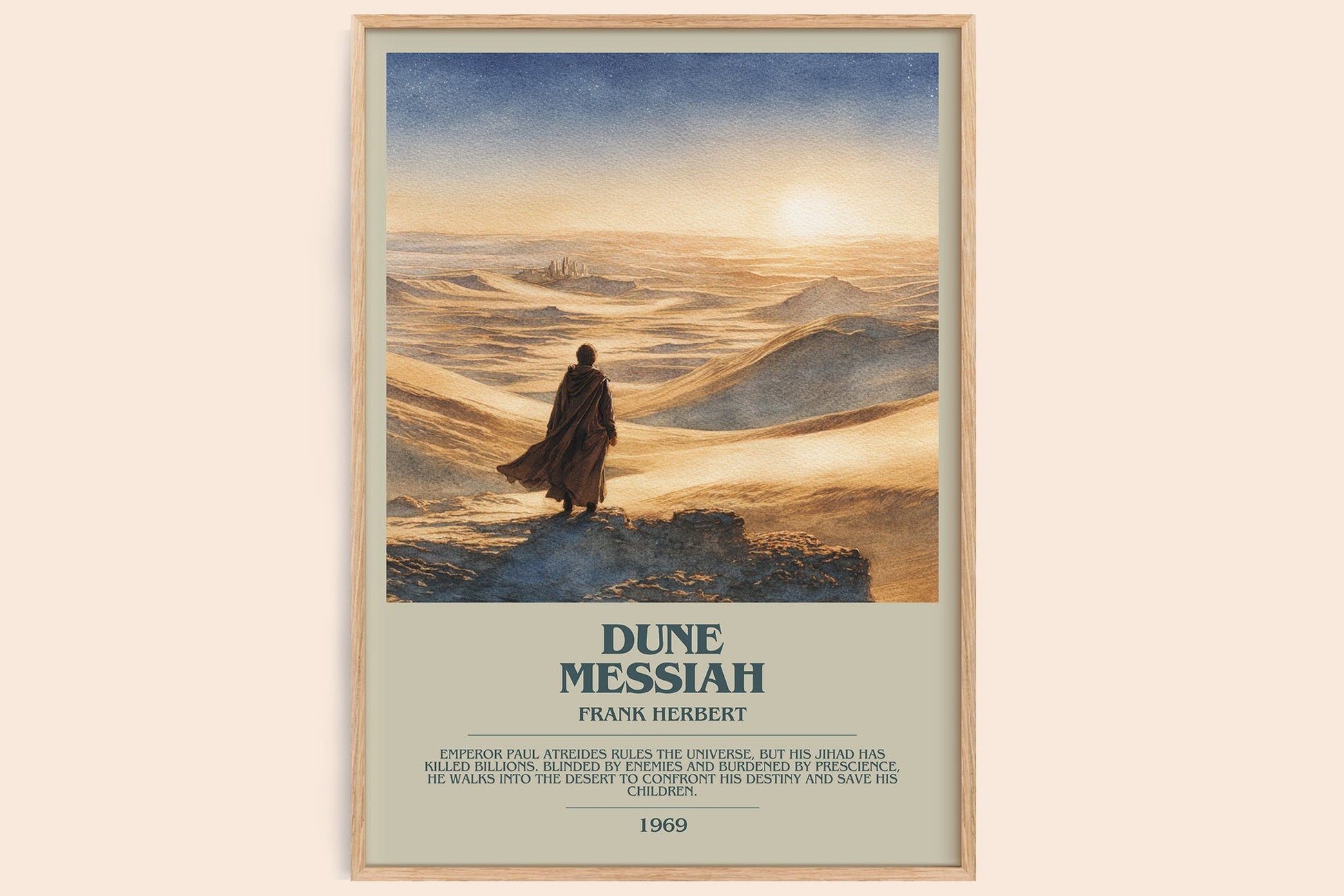 Dune Messiah bookish book poster by Frank Herbert – framed literary art print