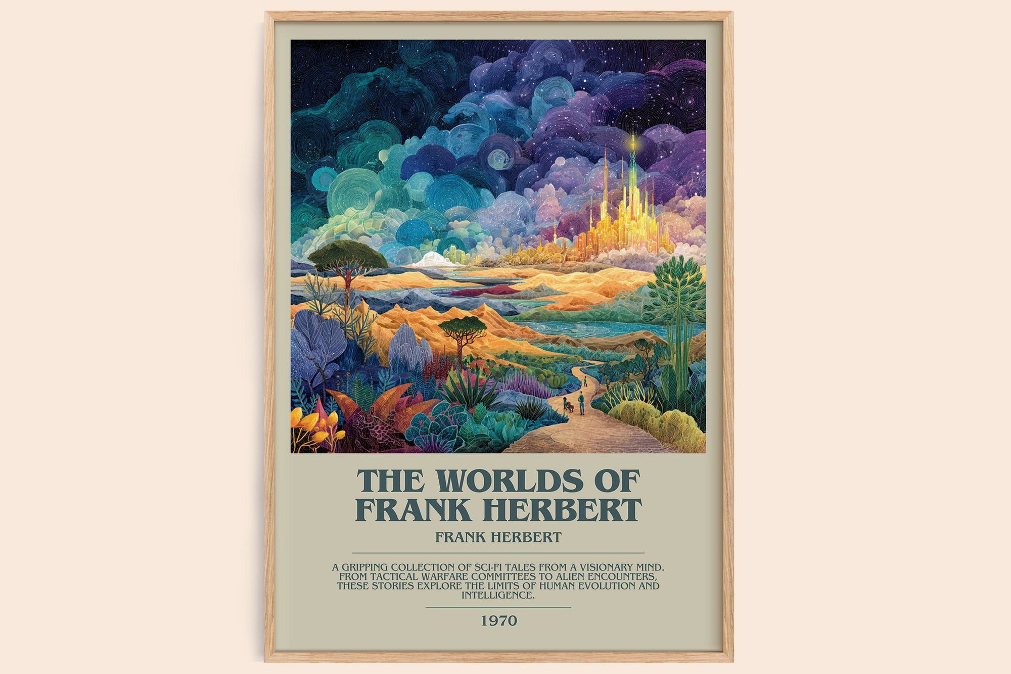 The Worlds of Frank Herbert bookish book poster by Frank Herbert – framed literary art print