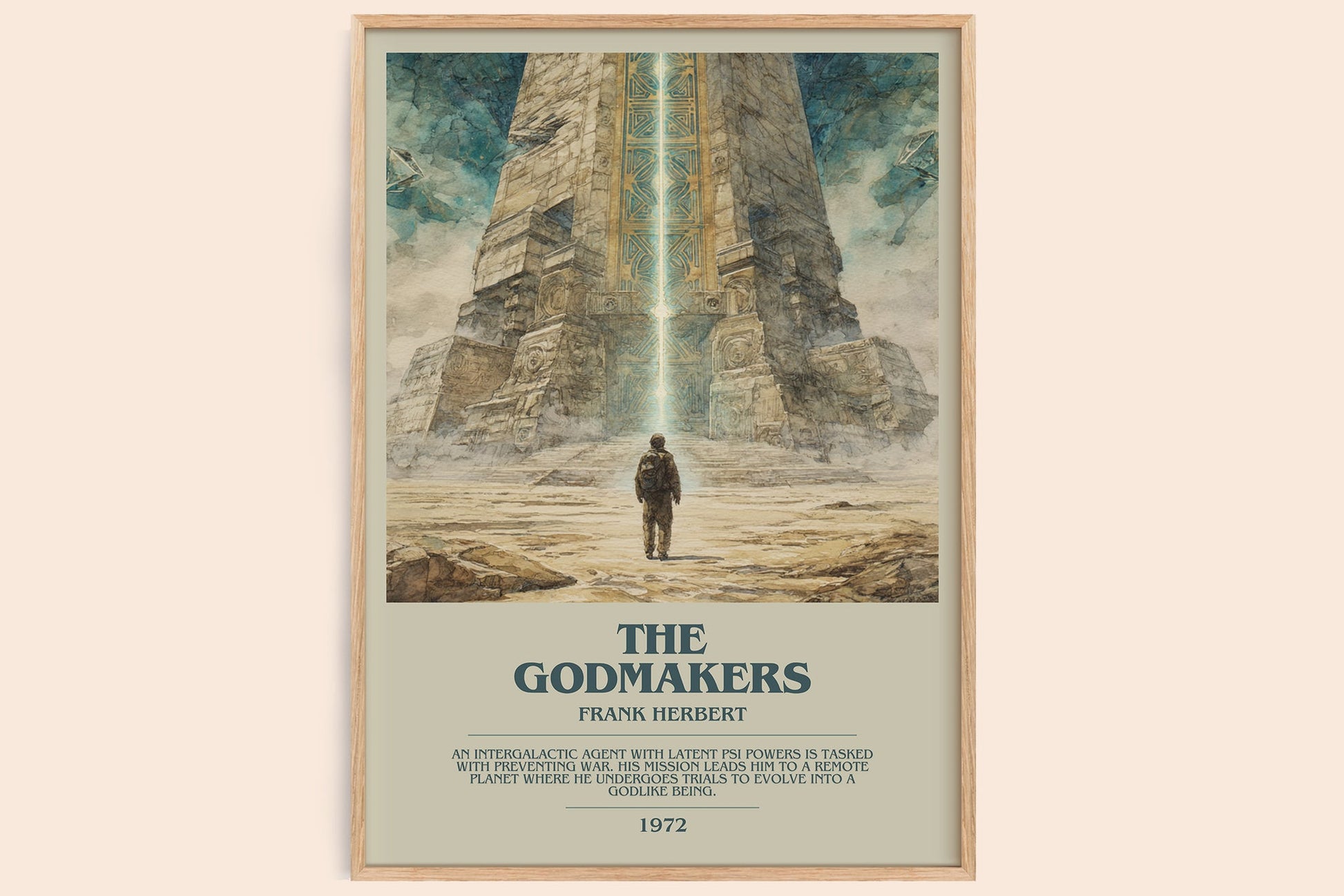 The Godmakers bookish book poster by Frank Herbert – framed literary art print