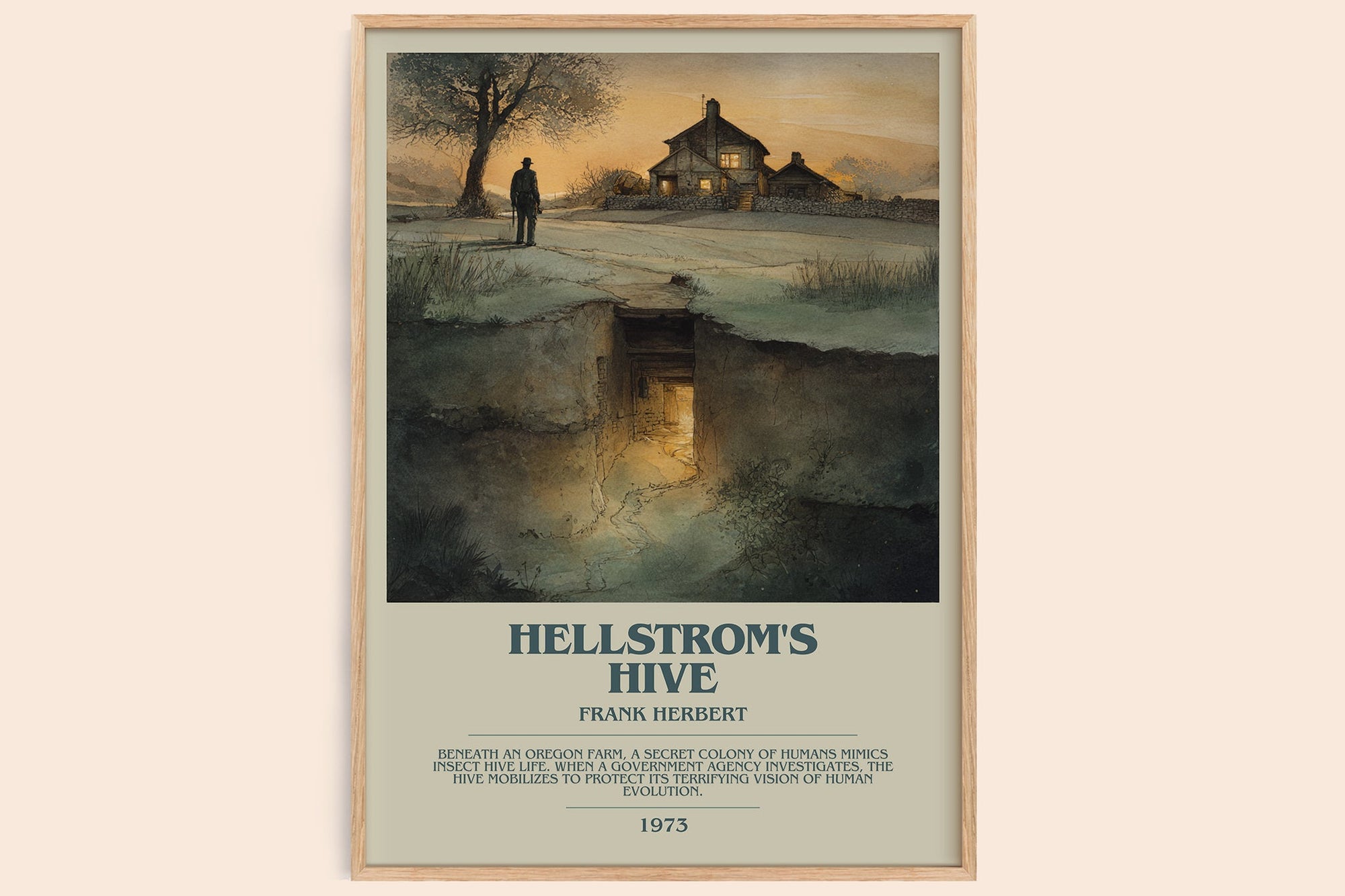 Hellstrom's Hive bookish book poster by Frank Herbert – framed literary art print