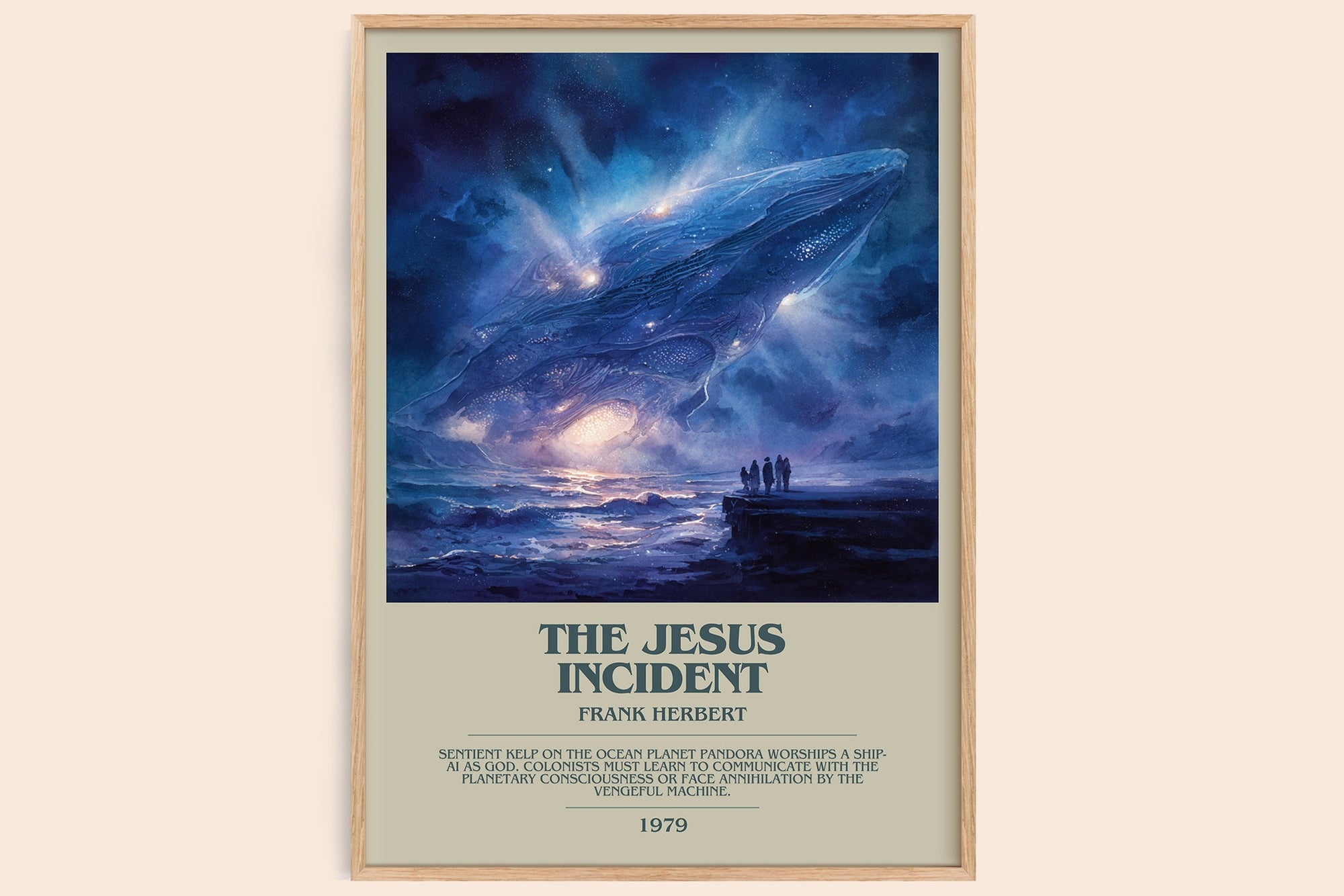 The Jesus Incident bookish book poster by Frank Herbert – framed literary art print