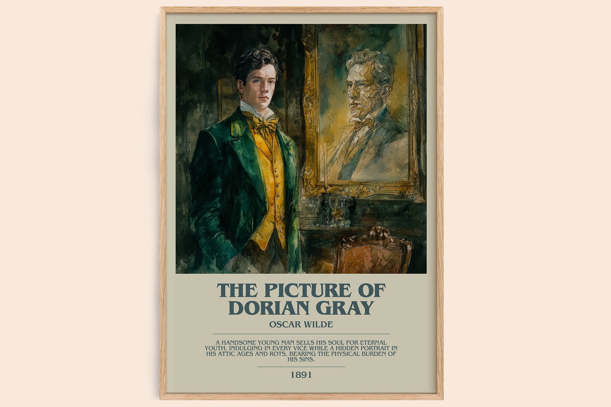 The Picture of Dorian Gray bookish book poster by Oscar Wilde – framed literary art print