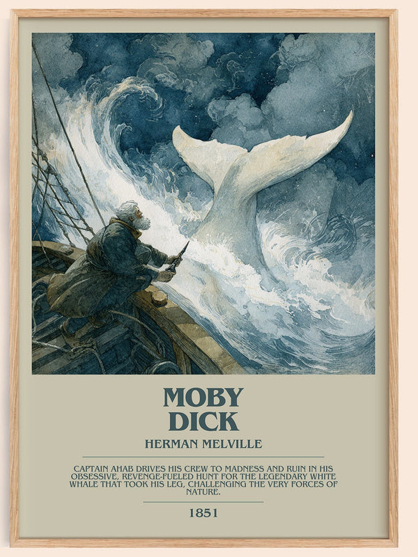 Moby Dick bookish book poster by Herman Melville – framed literary art print