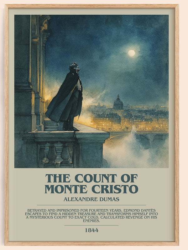 The Count of Monte Cristo bookish book poster by Alexandre Dumas – framed literary art print