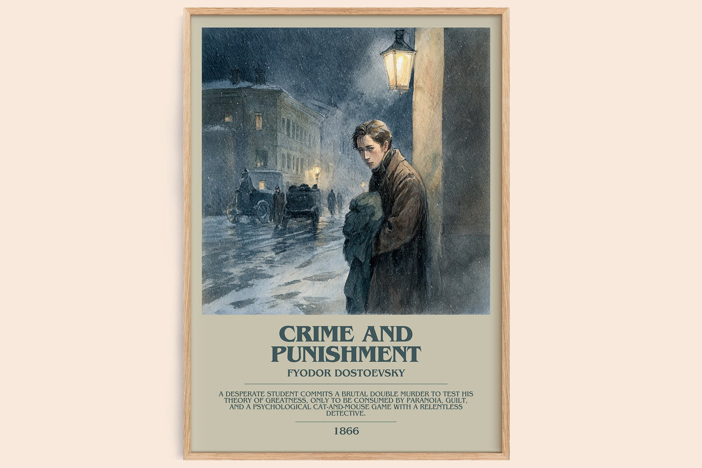 Crime And Punishment bookish book poster by Fyodor Dostoevsky – framed literary art print