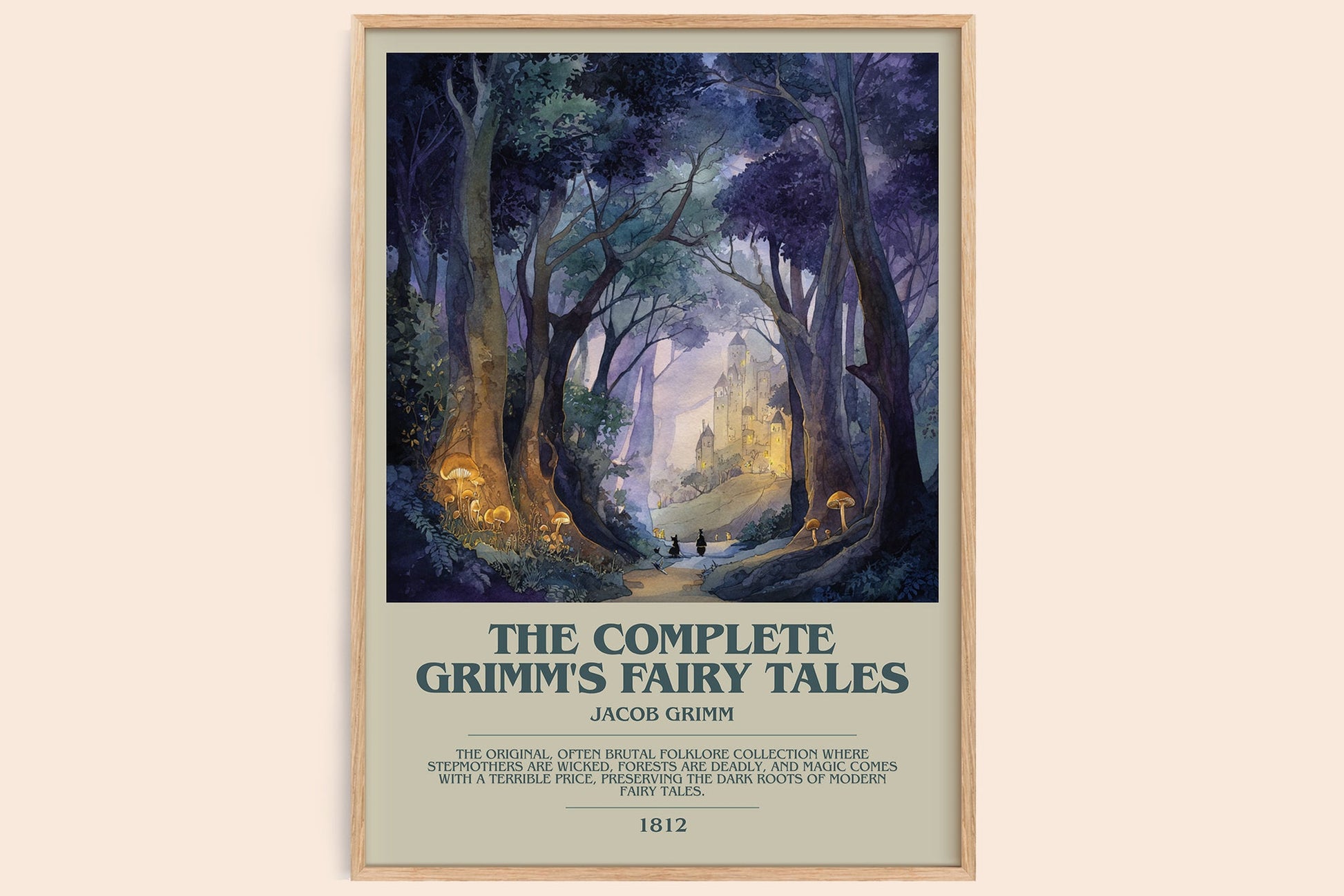 The Complete Grimm's Fairy Tales bookish book poster by Jacob Grimm – framed literary art print