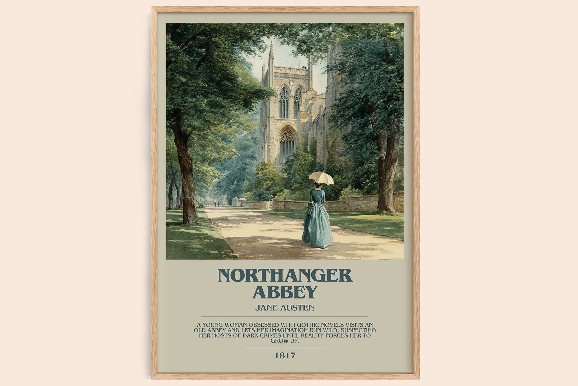 Northanger Abbey bookish book poster by Jane Austen – framed literary art print