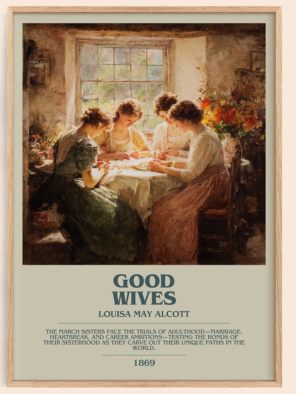 Good Wives bookish book poster by Louisa May Alcott – framed literary art print
