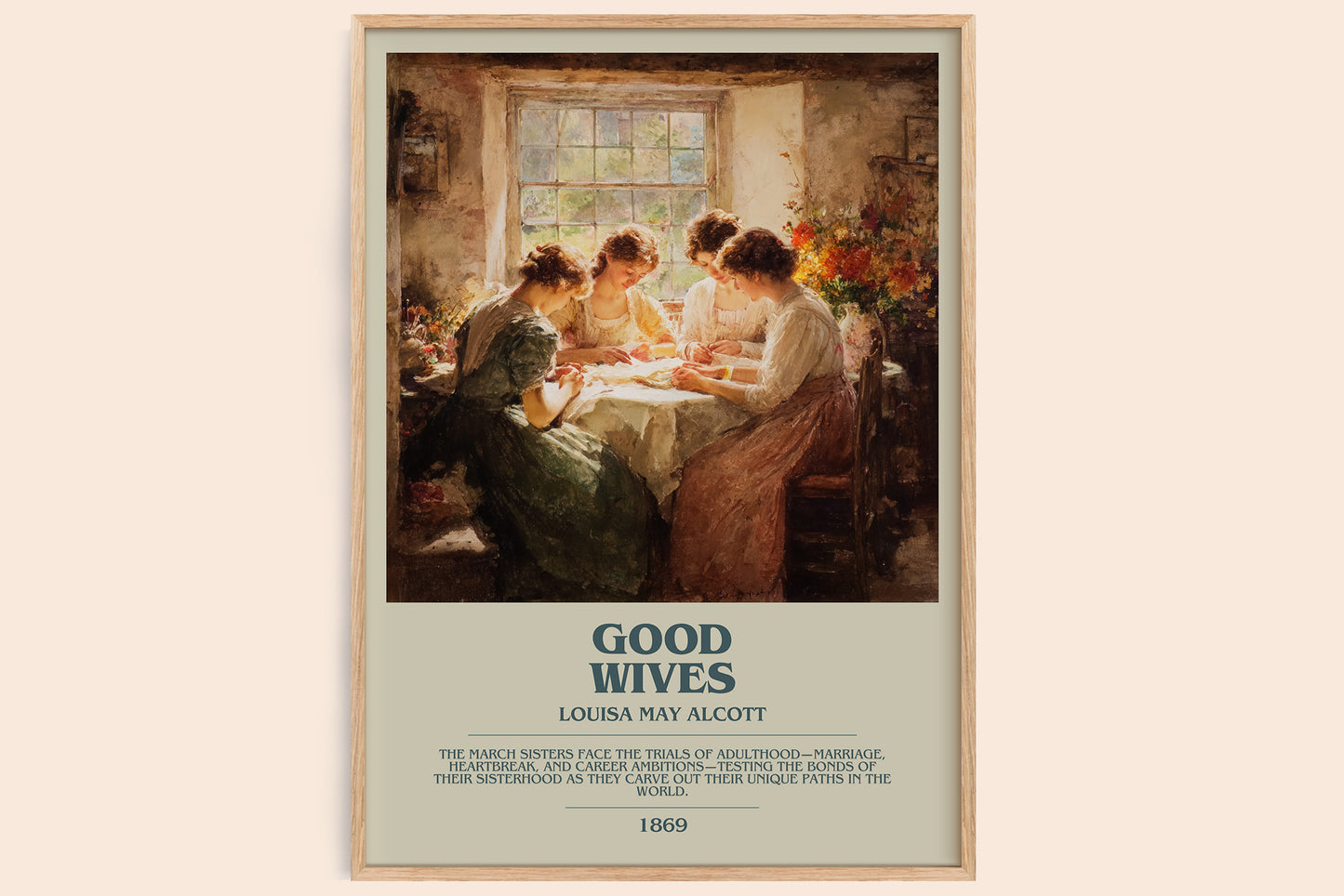 Good Wives bookish book poster by Louisa May Alcott – framed literary art print