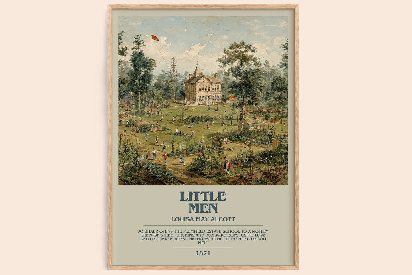 Little Men bookish book poster by Louisa May Alcott – framed literary art print