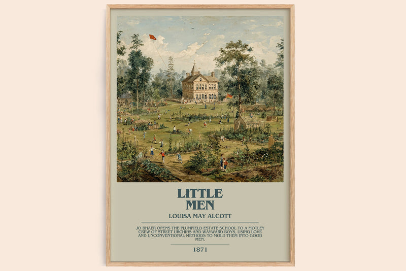 Little Men bookish book poster by Louisa May Alcott – framed literary art print