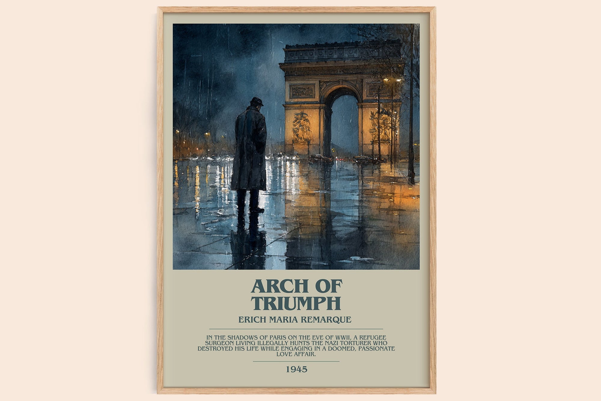 Arch Of Triumph bookish book poster by Erich Maria Remarque – framed literary art print