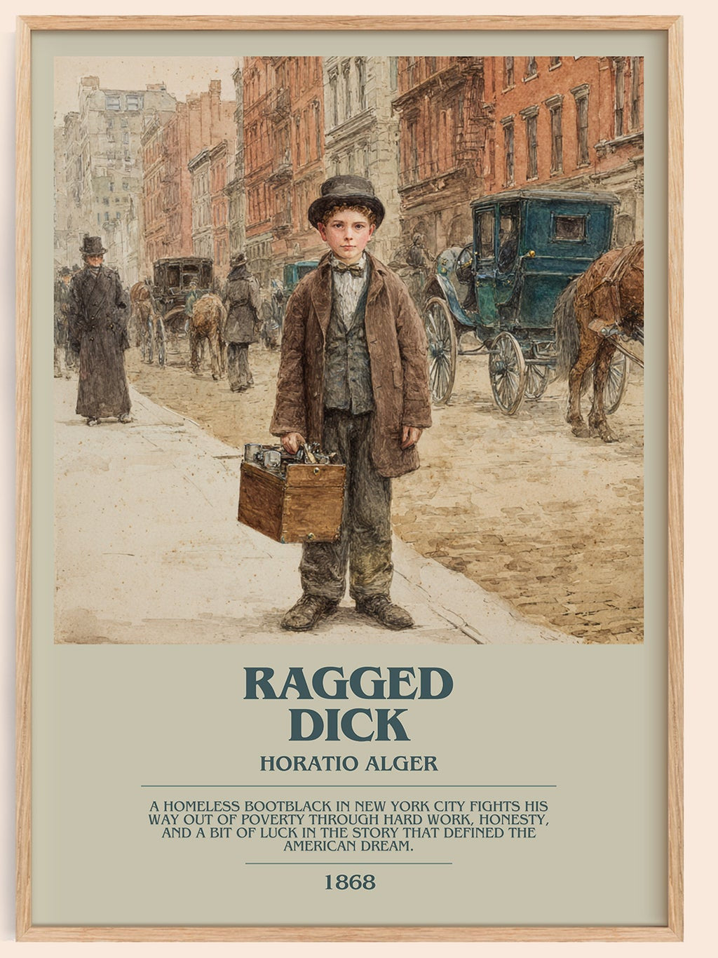 Ragged Dick bookish book poster by Horatio Alger – framed literary art print