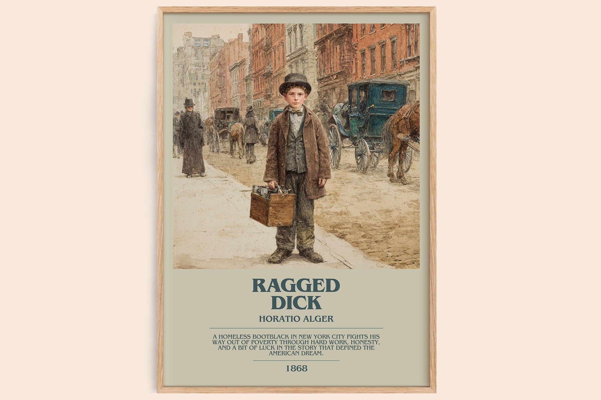 Ragged Dick bookish book poster by Horatio Alger – framed literary art print