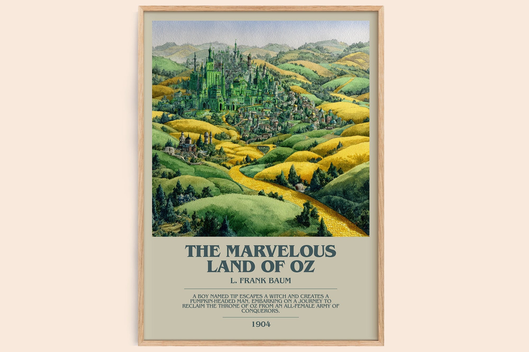 The Marvelous Land of Oz bookish book poster by L. Frank Baum – framed literary art print