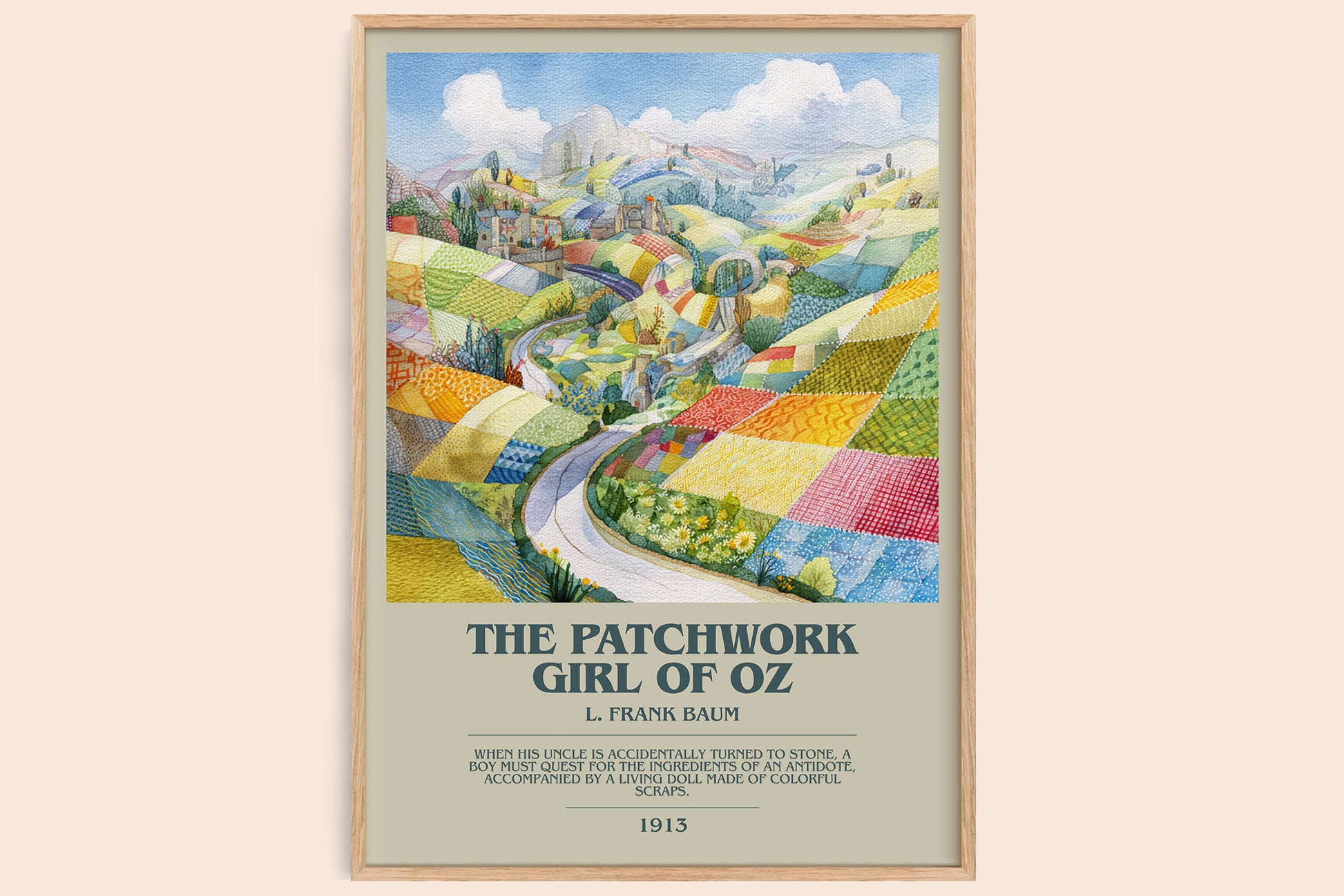 The Patchwork Girl Of Oz bookish book poster by L. Frank Baum – framed literary art print