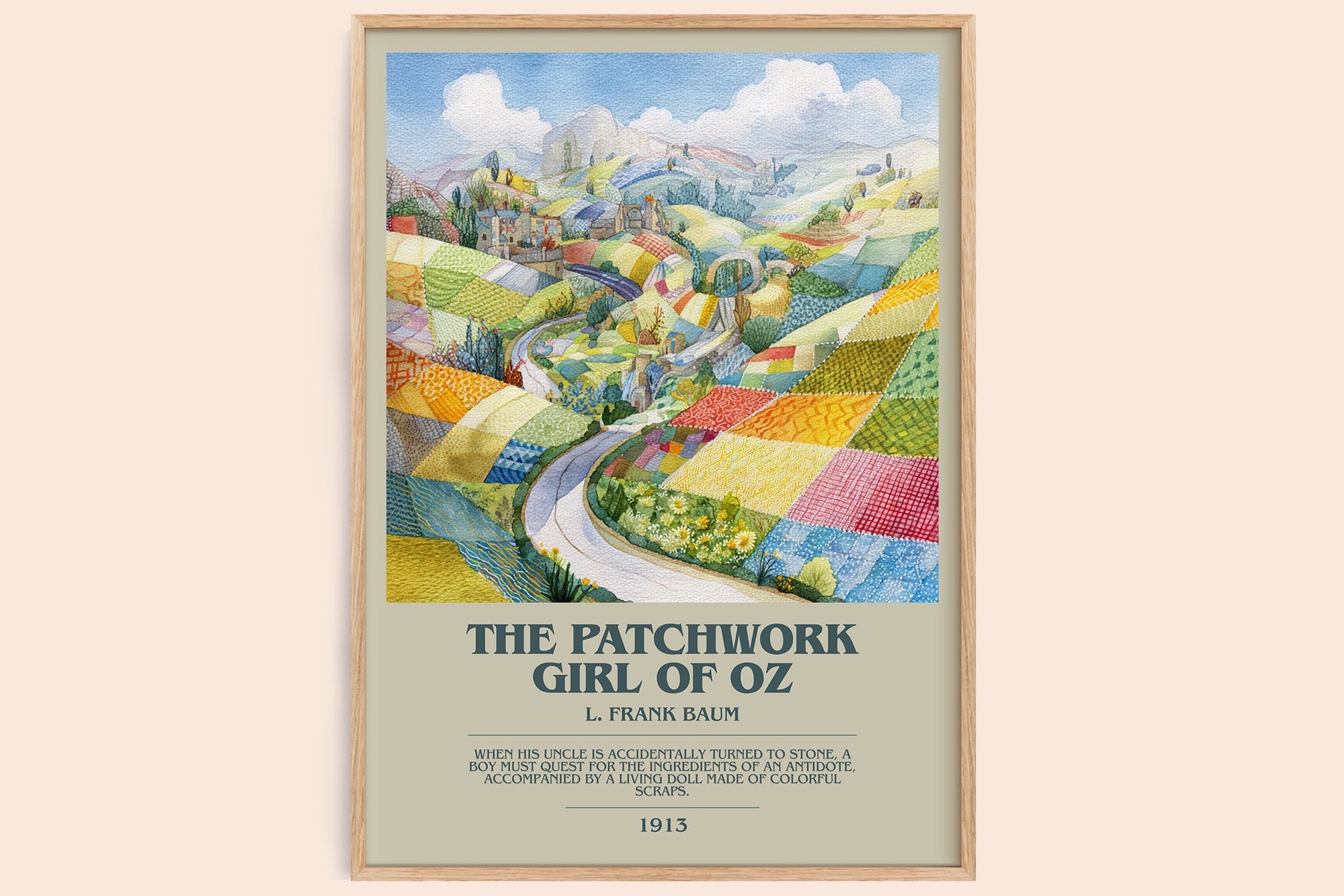 The Patchwork Girl Of Oz bookish book poster by L. Frank Baum – framed literary art print