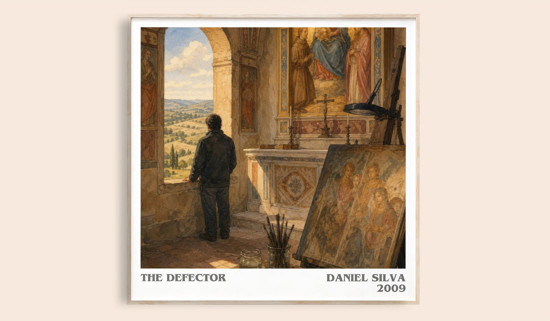 The Defector literary book poster by Daniel Silva – framed literary art print