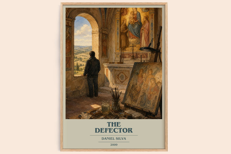 The Defector book cover book poster by Daniel Silva – framed literary art print