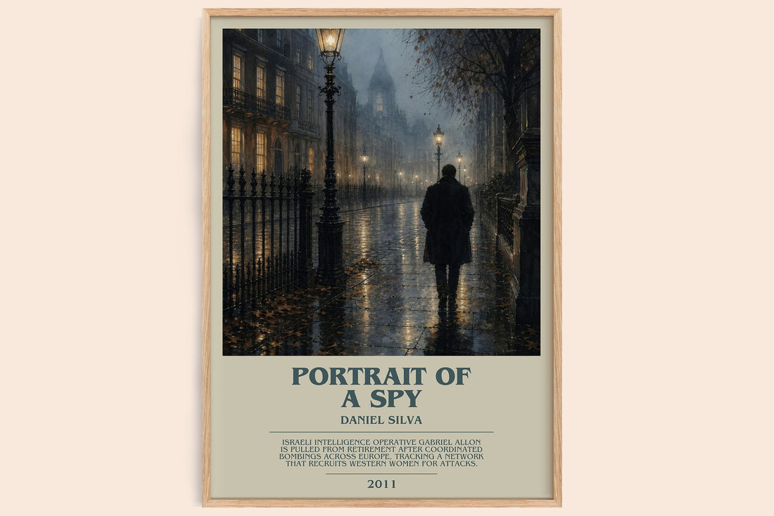 Portrait of a Spy bookish book poster by Daniel Silva – framed literary art print