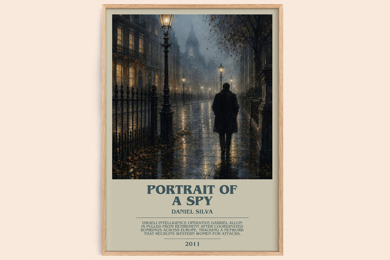 Portrait of a Spy bookish book poster by Daniel Silva – framed literary art print