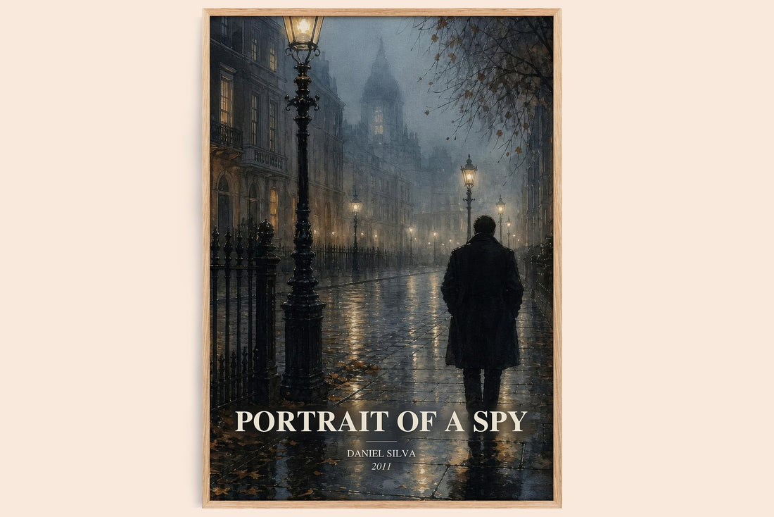 Portrait of a Spy watercolour book poster by Daniel Silva – framed literary art print