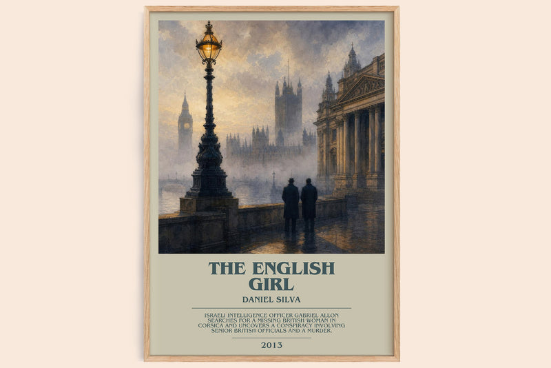 The English Girl bookish book poster by Daniel Silva – framed literary art print