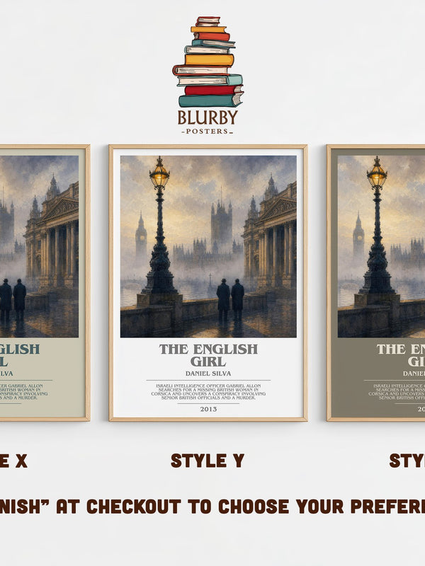 The English Girl bookish print in frame leaning in hallway – thriller wall art