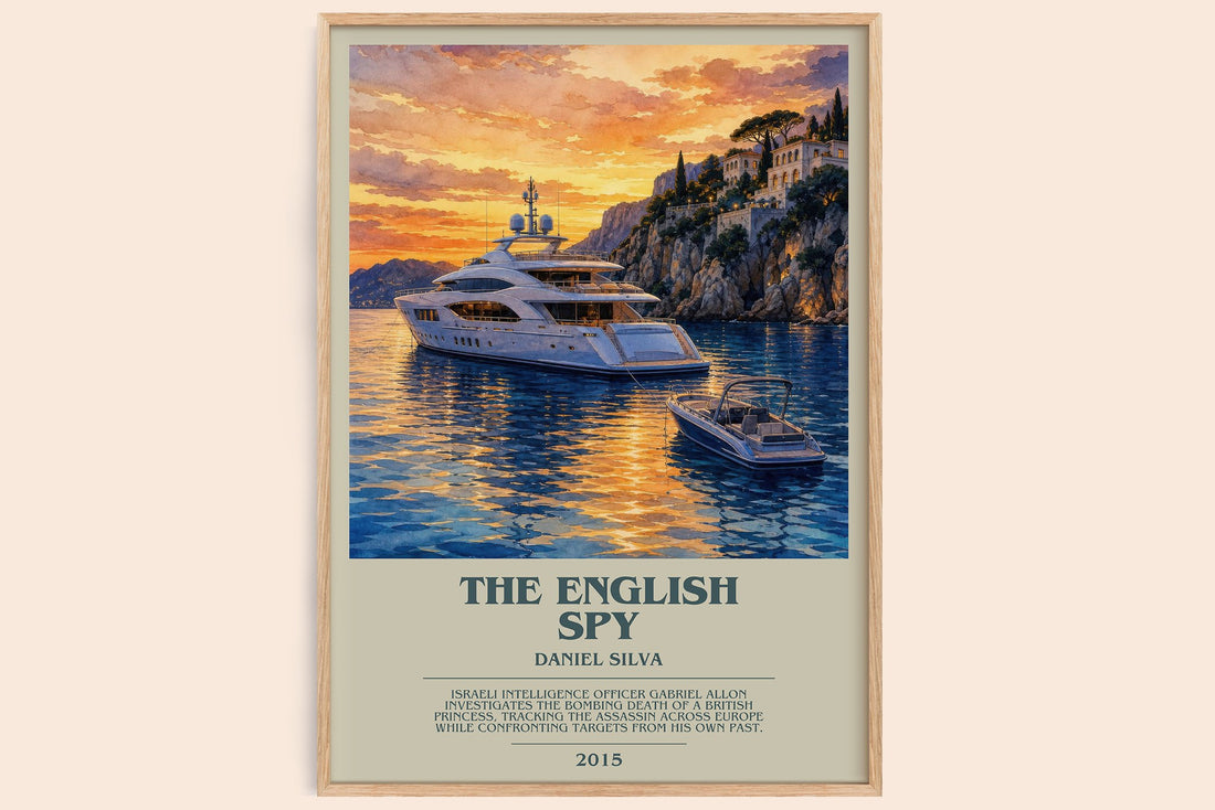 The English Spy bookish book poster by Daniel Silva – framed literary art print