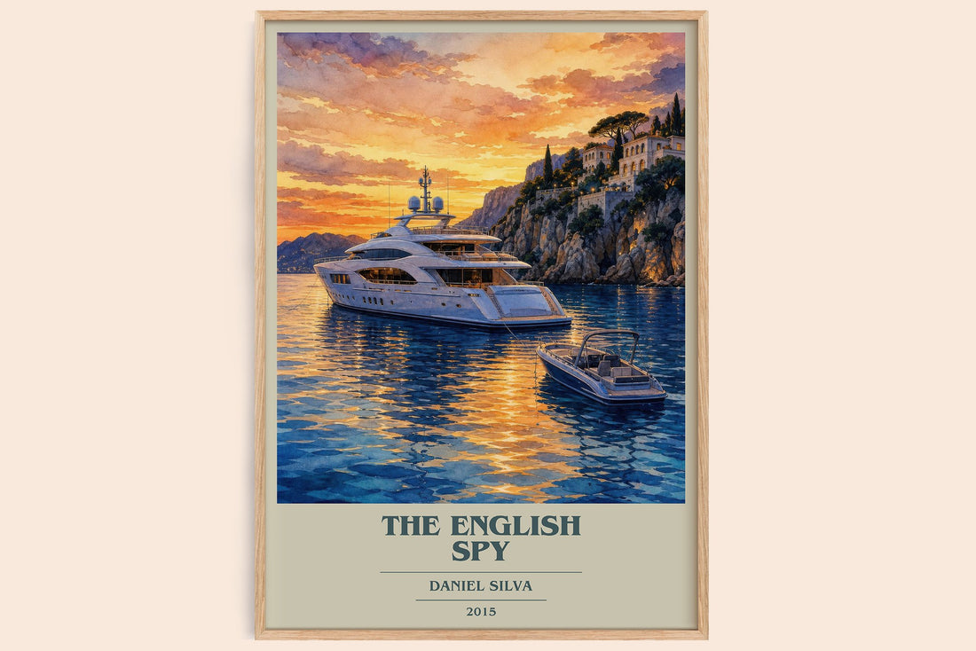 The English Spy book cover book poster by Daniel Silva – framed literary art print