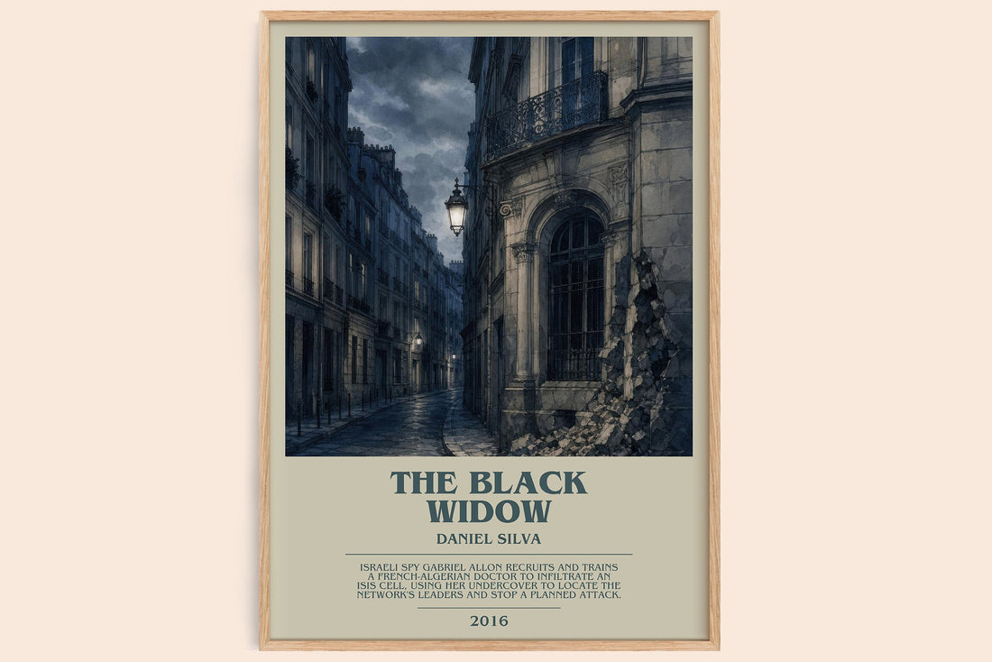 The Black Widow bookish book poster by Daniel Silva – framed literary art print