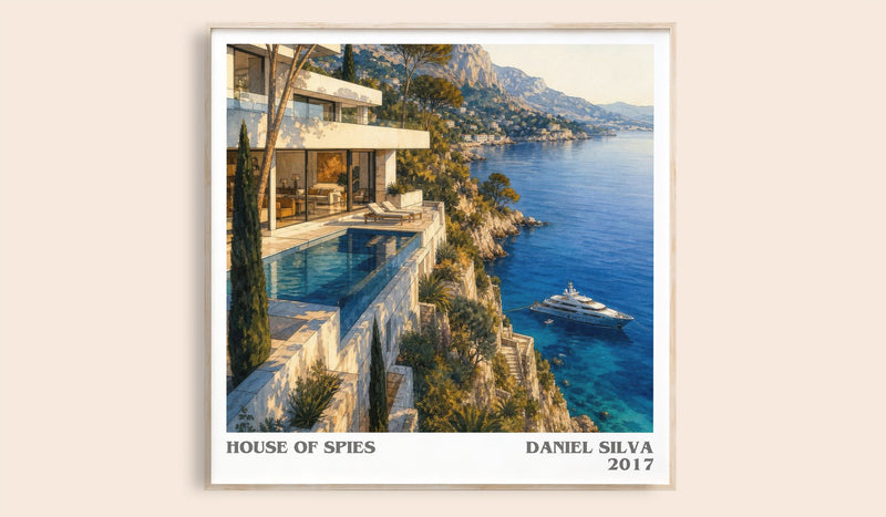 House of Spies literary book poster by Daniel Silva – framed literary art print