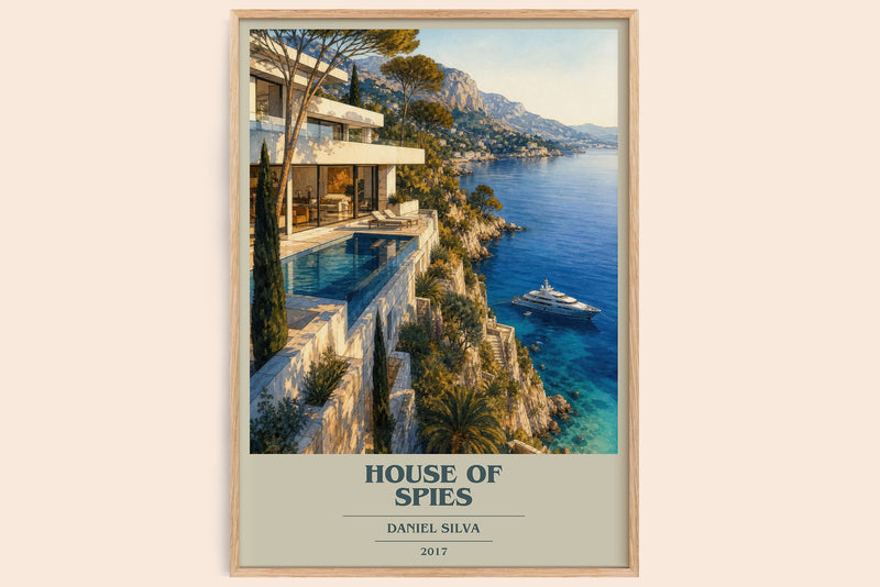 House of Spies book cover book poster by Daniel Silva – framed literary art print