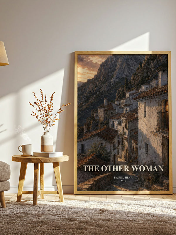 The Other Woman watercolour print in frame leaning in hallway – thriller wall art