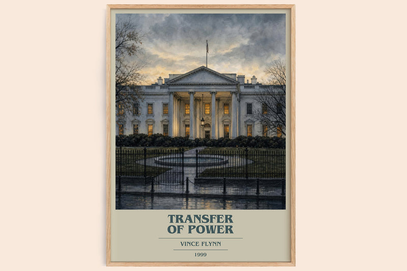 Transfer of Power book cover book poster by Vince Flynn – framed literary art print