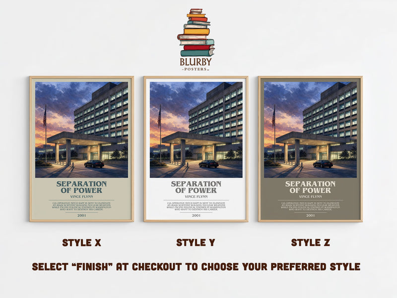 Separation of Power bookish print in frame leaning in hallway – thriller wall art