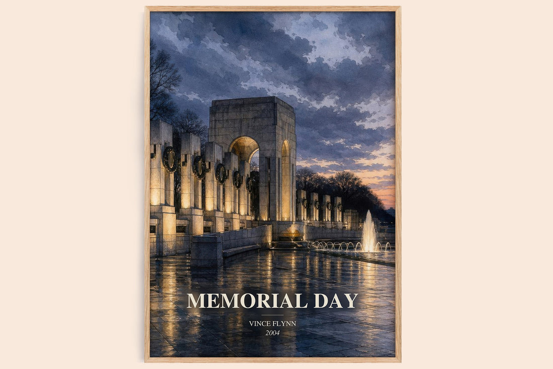 Memorial Day watercolour book poster by Vince Flynn – framed literary art print