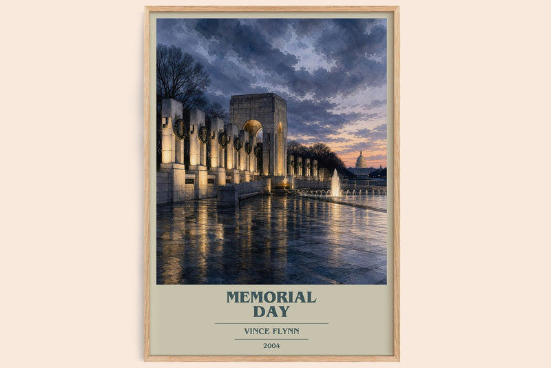 Memorial Day book cover book poster by Vince Flynn – framed literary art print