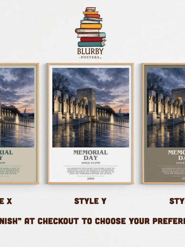 Memorial Day bookish print in frame leaning in hallway – thriller wall art