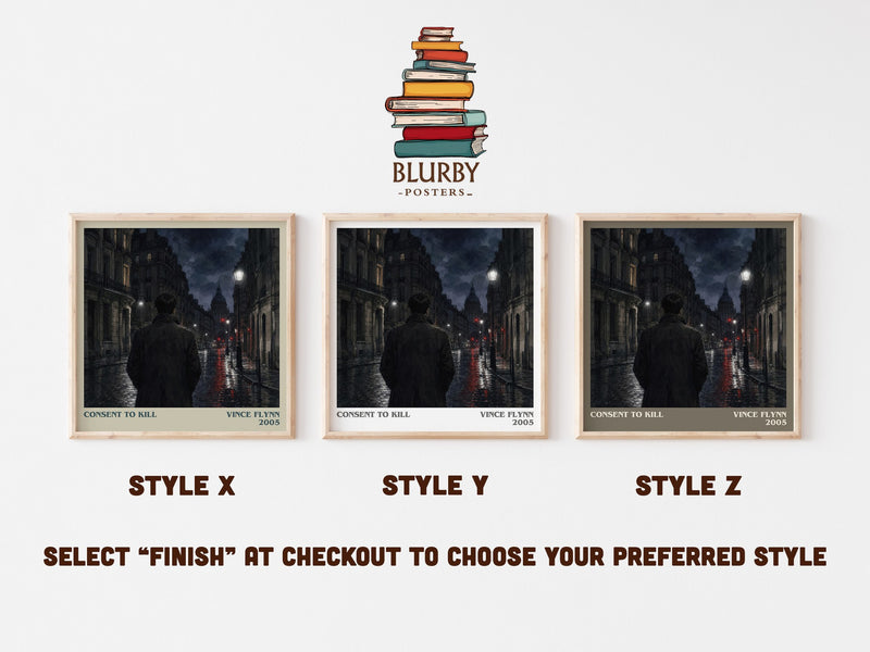 Consent to Kill literary print in frame leaning in hallway – thriller wall art
