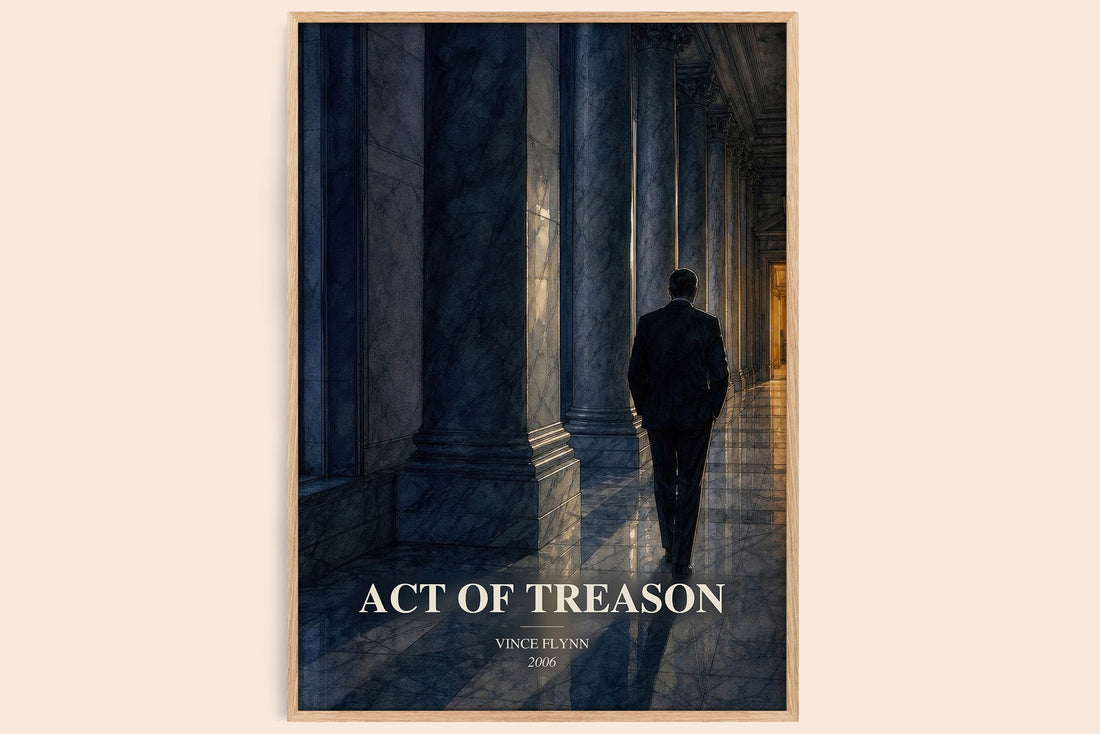 Act of Treason watercolour book poster by Vince Flynn – framed literary art print