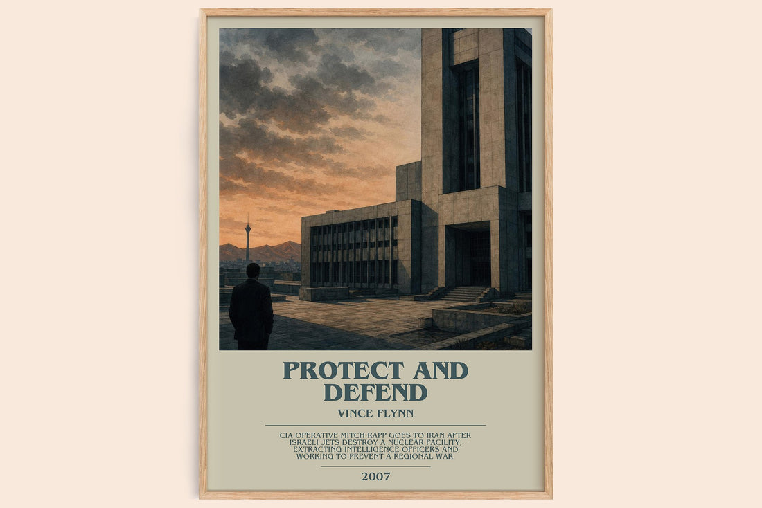 Protect and Defend bookish book poster by Vince Flynn – framed literary art print