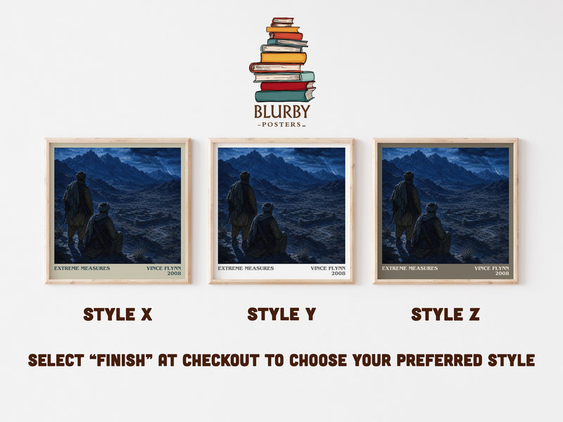 Extreme Measures literary print in frame leaning in hallway – thriller wall art