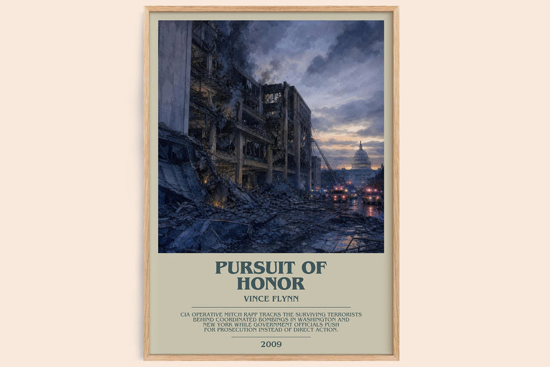 Pursuit of Honor bookish book poster by Vince Flynn – framed literary art print