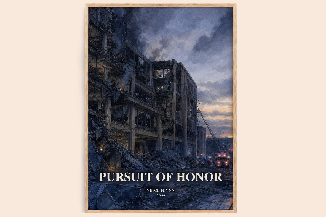 Pursuit of Honor watercolour book poster by Vince Flynn – framed literary art print