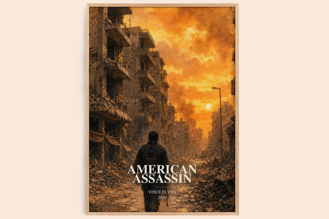 American Assassin watercolour book poster by Vince Flynn – framed literary art print