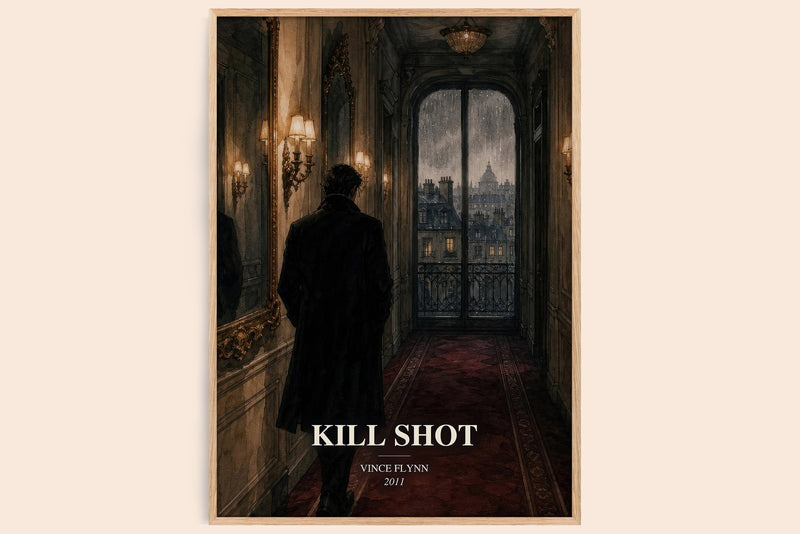Kill Shot watercolour book poster by Vince Flynn – framed literary art print