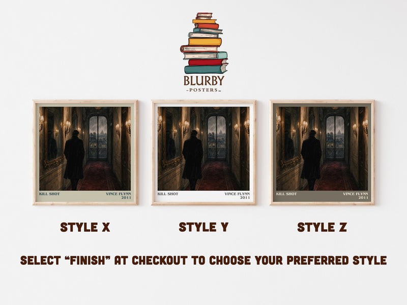 Kill Shot literary print in frame leaning in hallway – thriller wall art